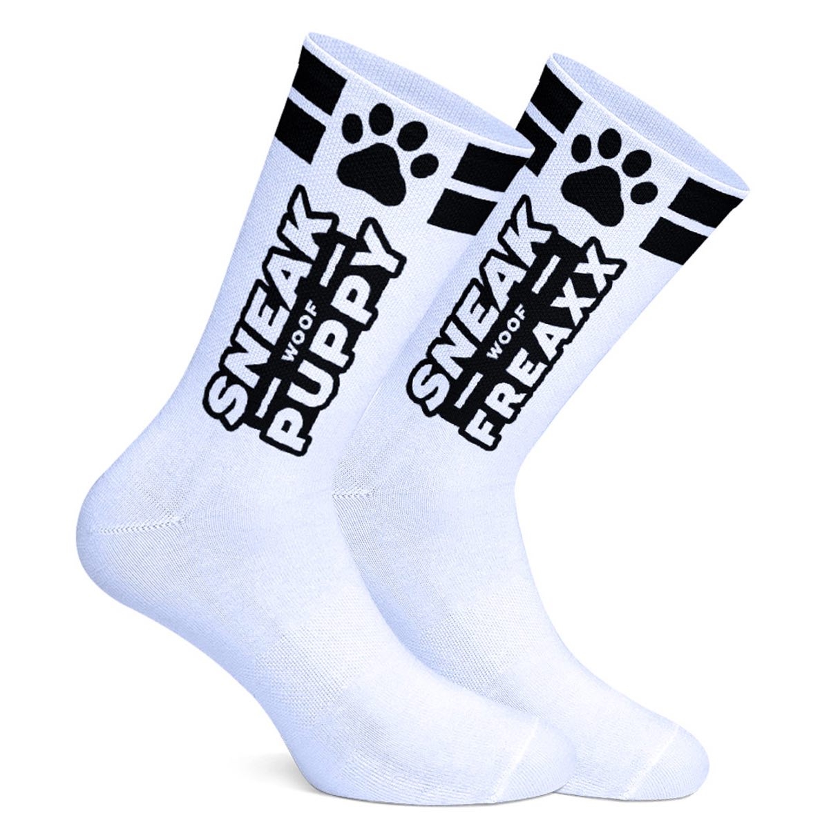 SNEAKFREAXX - Socken I Puppy-Play I weiß-schwarz