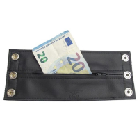 MISTER B - Lederarmband mit Geldbörse - gerade, 8,5cm (schwarz)