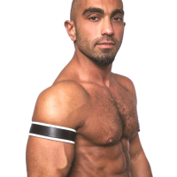 MISTER B - Leather Biceps-Band (schwarz-weiß)