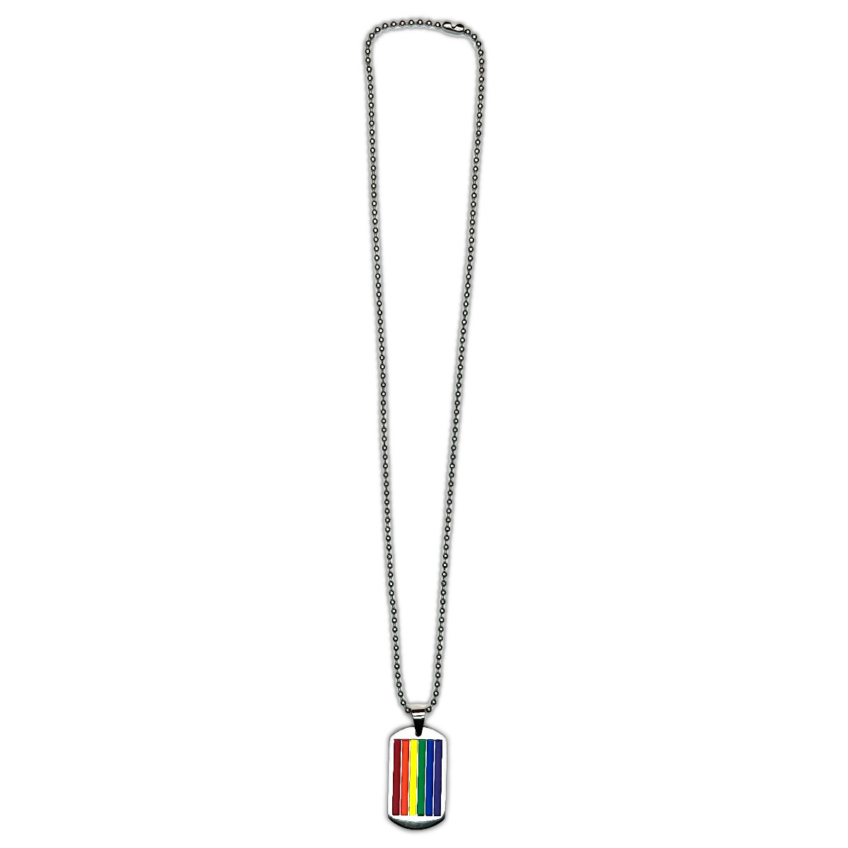 PRIDE Halskette I Dog-Tag I Regenbogen-Streifen I silber
