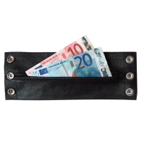MISTER B - Lederarmband mit Geldbörse - gerade, 8,5cm (schwarz-rot)