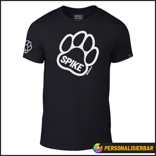 BENSWILD - Custom Puppy-Play T-Shirt I Pfote + Name I schwarz I Front-Print