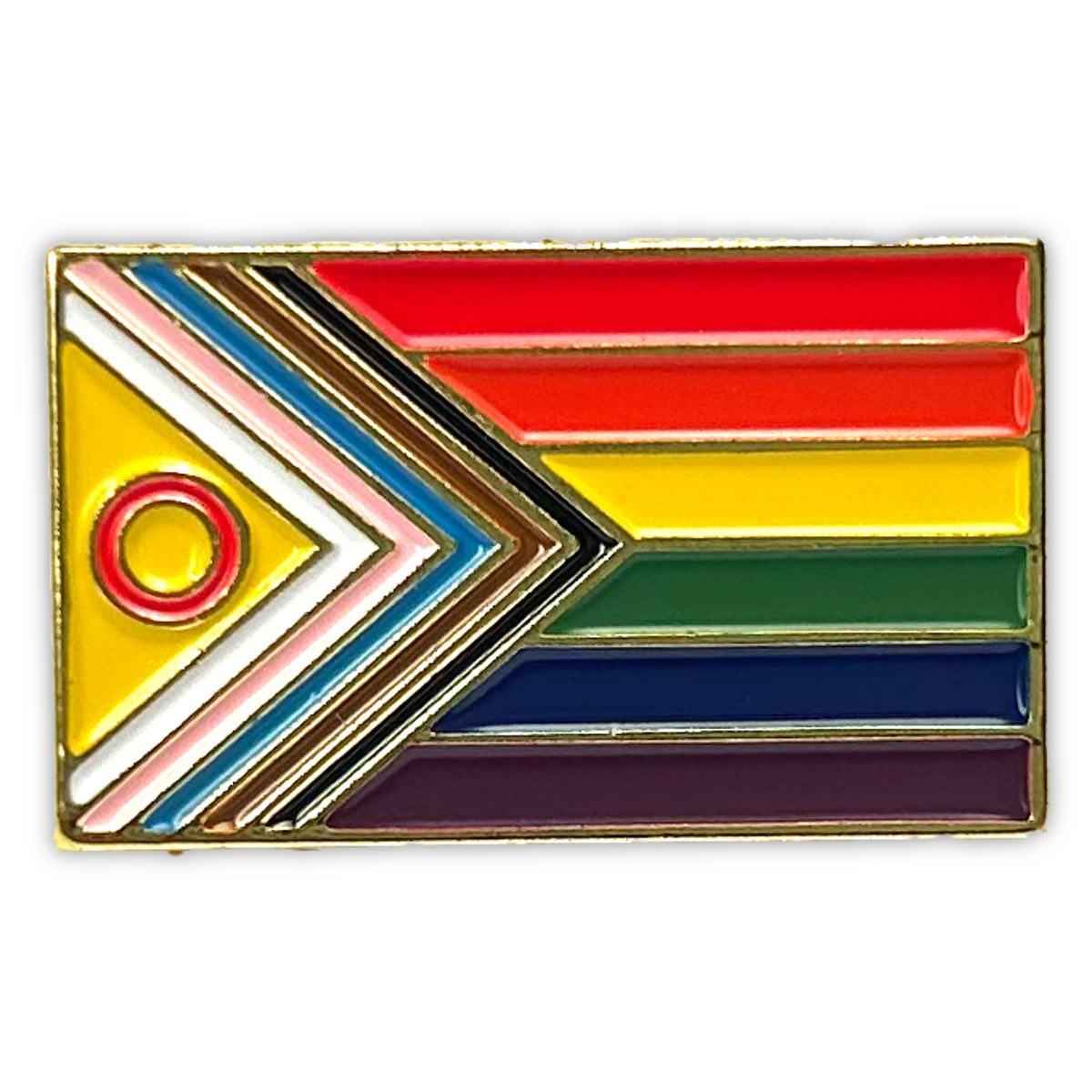 PRIDE - Premium Pin I Progress-Intersex-Regenbogen-Flagge I gold