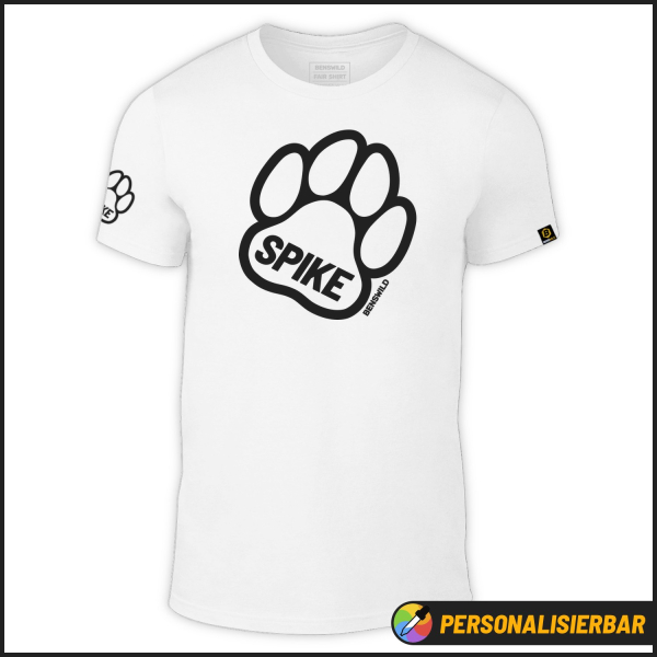BENSWILD - Custom Puppy-Play T-Shirt I Pfote + Name I weiß I Front-Print