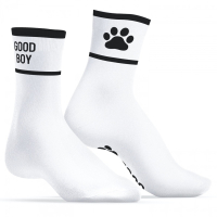 SNEAKXX - Socken I Puppy-Play I Good Boy I weiß-schwarz