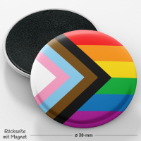 PRIDE-Magnet I Progress-Regenbogen-Flagge I ø 38-mm