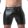 LOCKER GEAR - Kunstleder Cargo Short I Punch Hole Leatherette I schwarz I