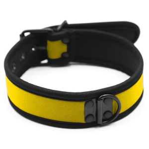 KINKY-PUPPY - Neopren Halsband I gelb-schwarz