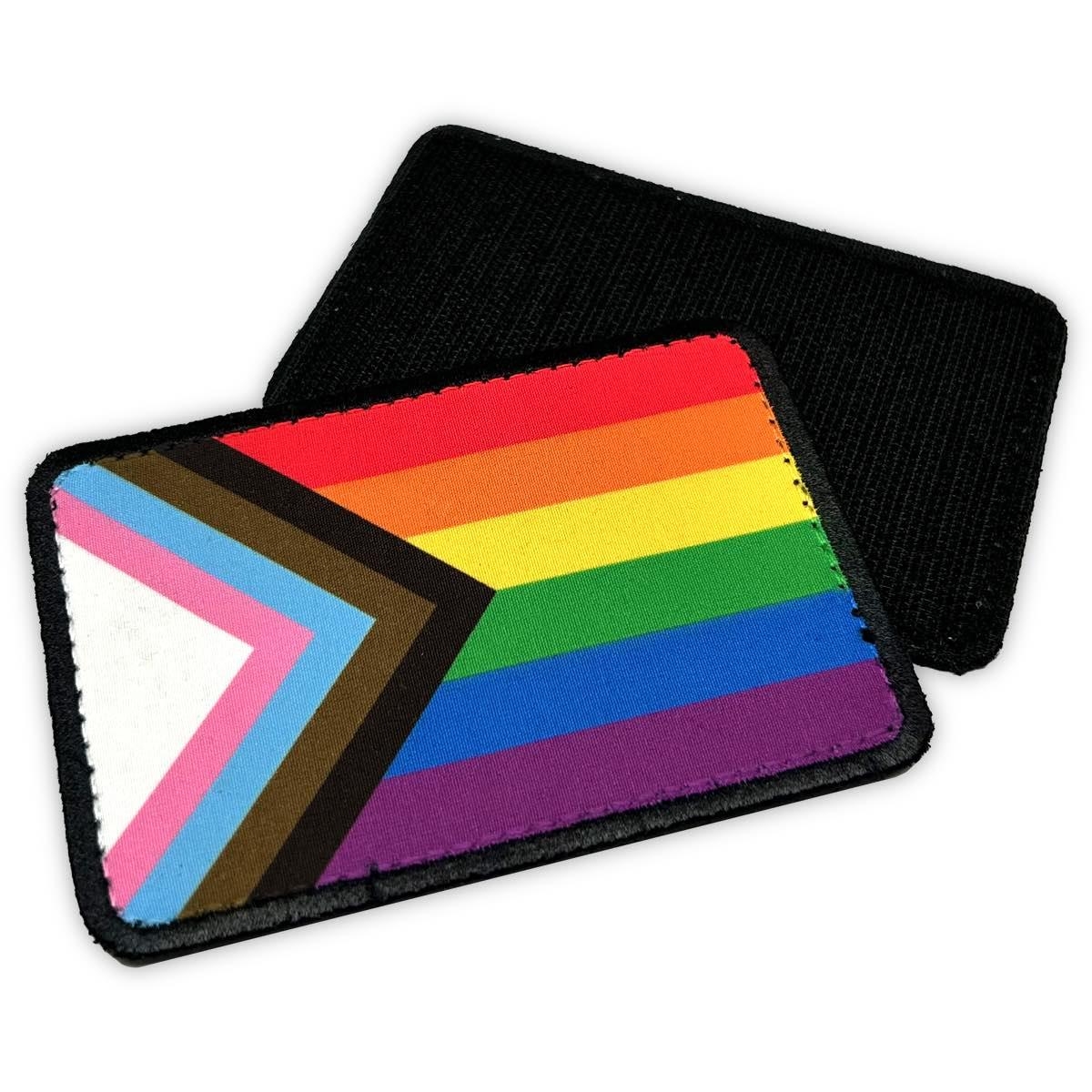 PRIDE - Klett-Patch I Progress-Regenbogen-Flagge I 6,5 x 10-cm