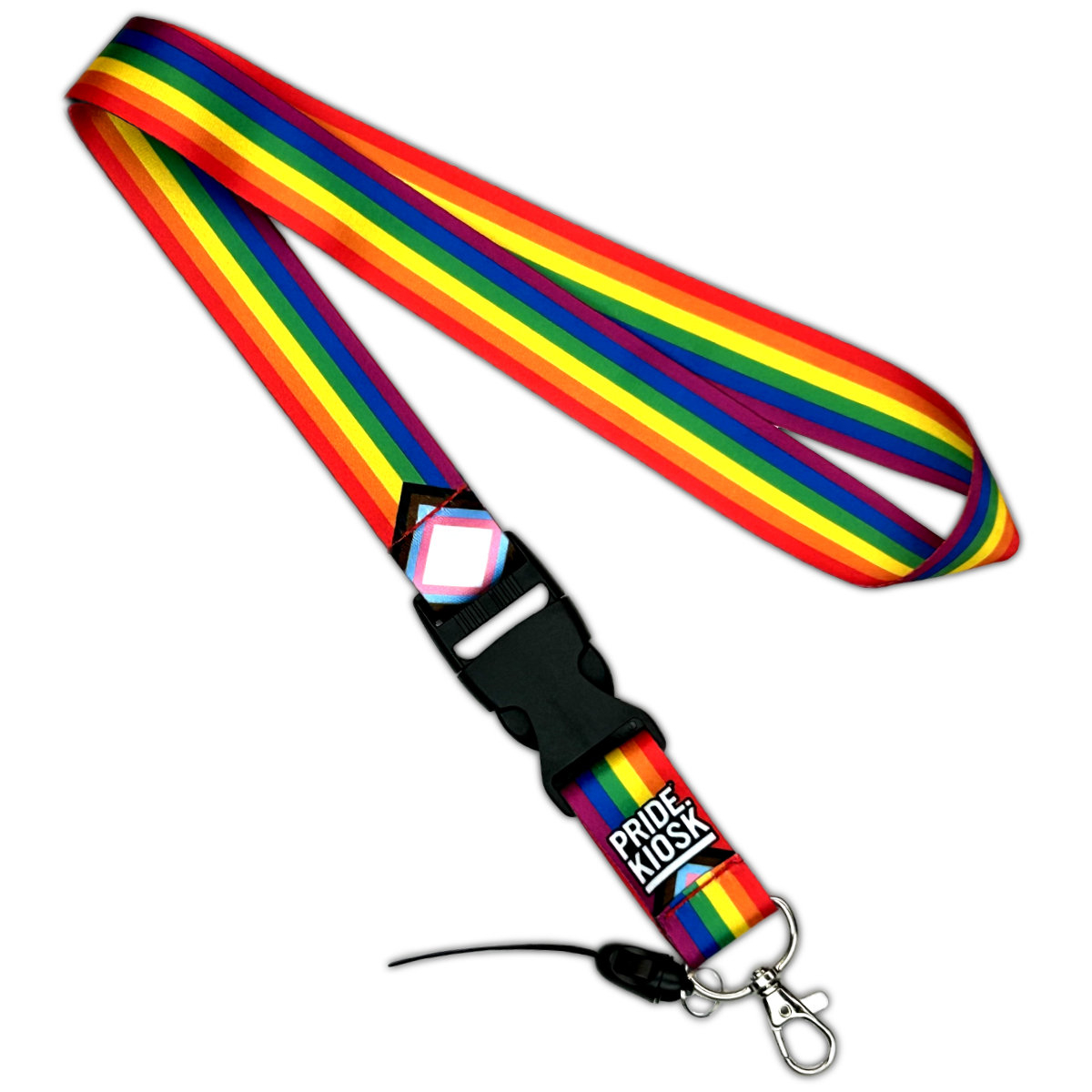 PRIDE - Schlüsselband mit Clip I Progress-Regenbogen-Flagge