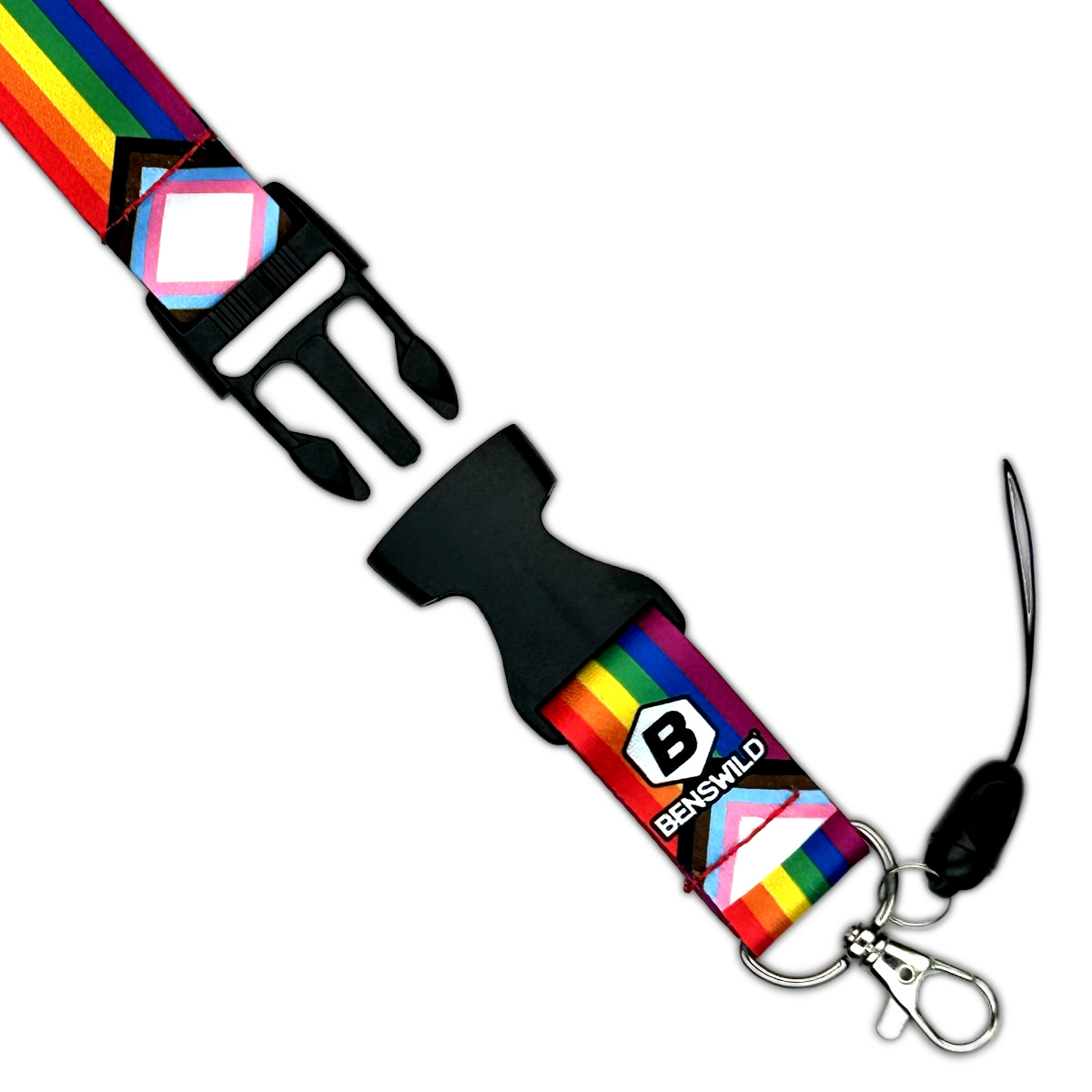 PRIDE - Schlüsselband mit Clip I Progress-Regenbogen-Flagge