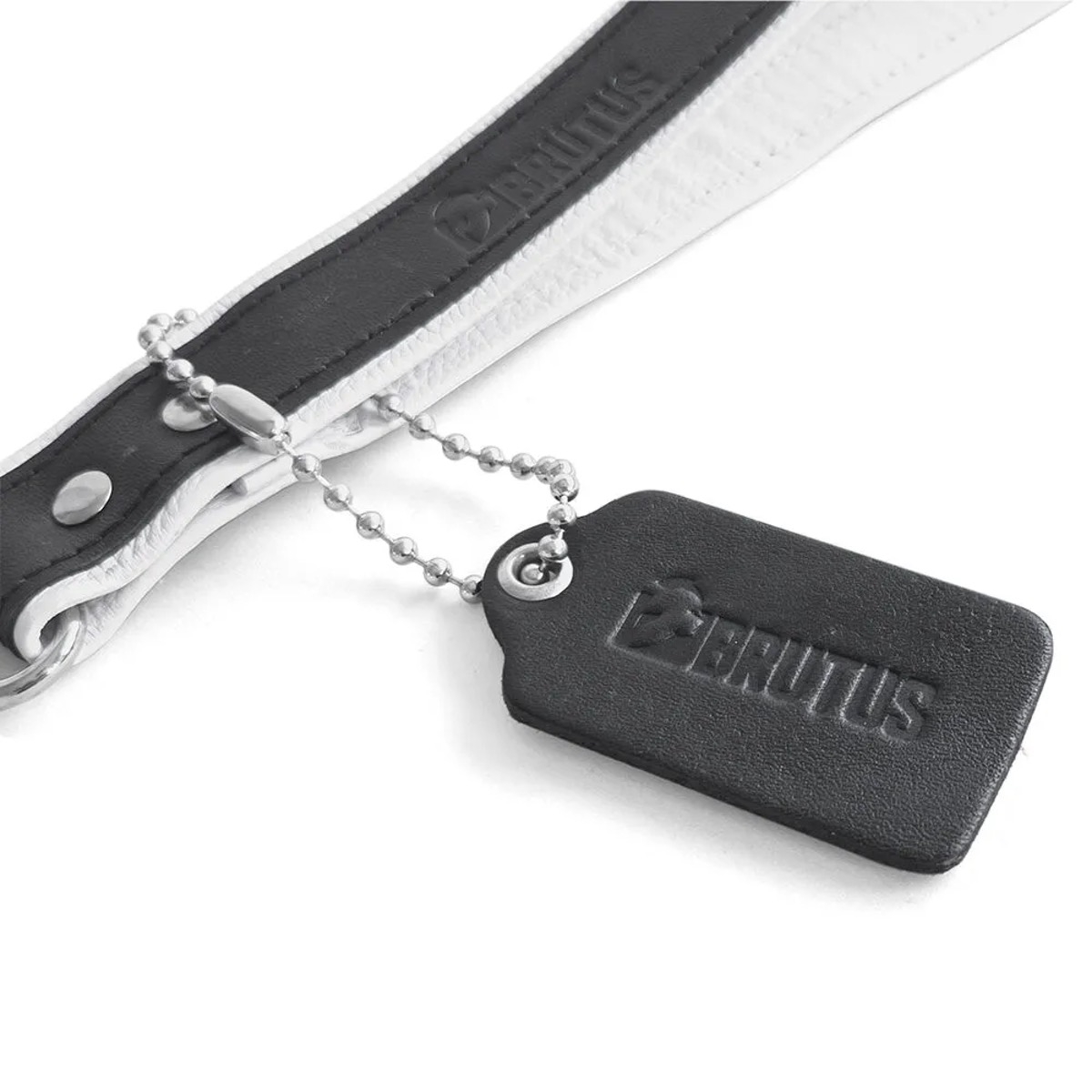 BRUTUS - Leather Puppy-Play Leash I Short I schwarz-weiß