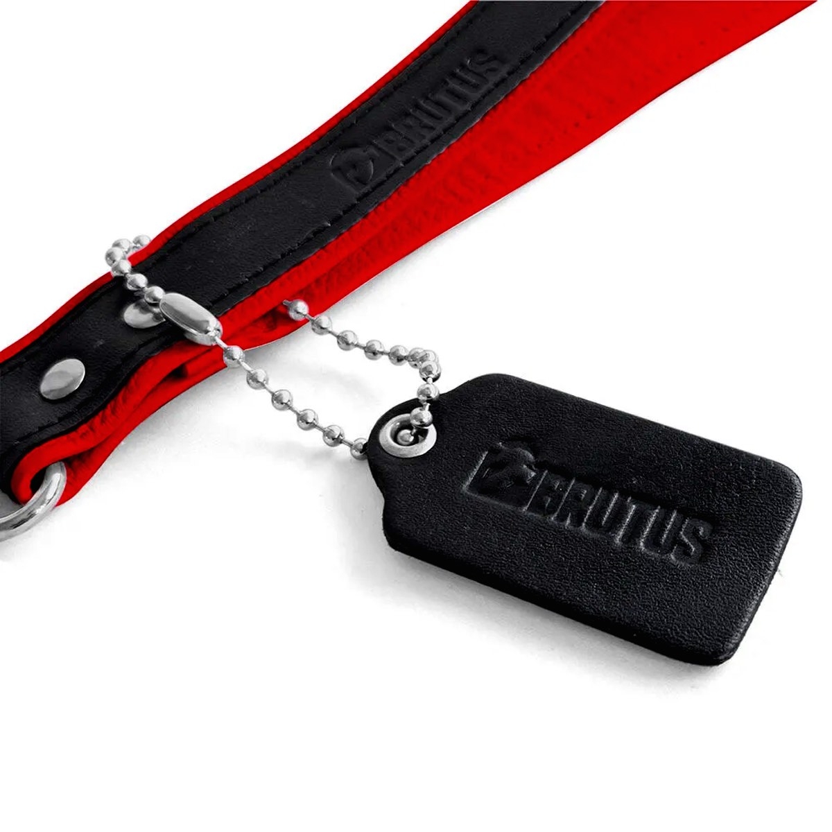 BRUTUS - Leather Puppy-Play Leash I Short I schwarz-rot