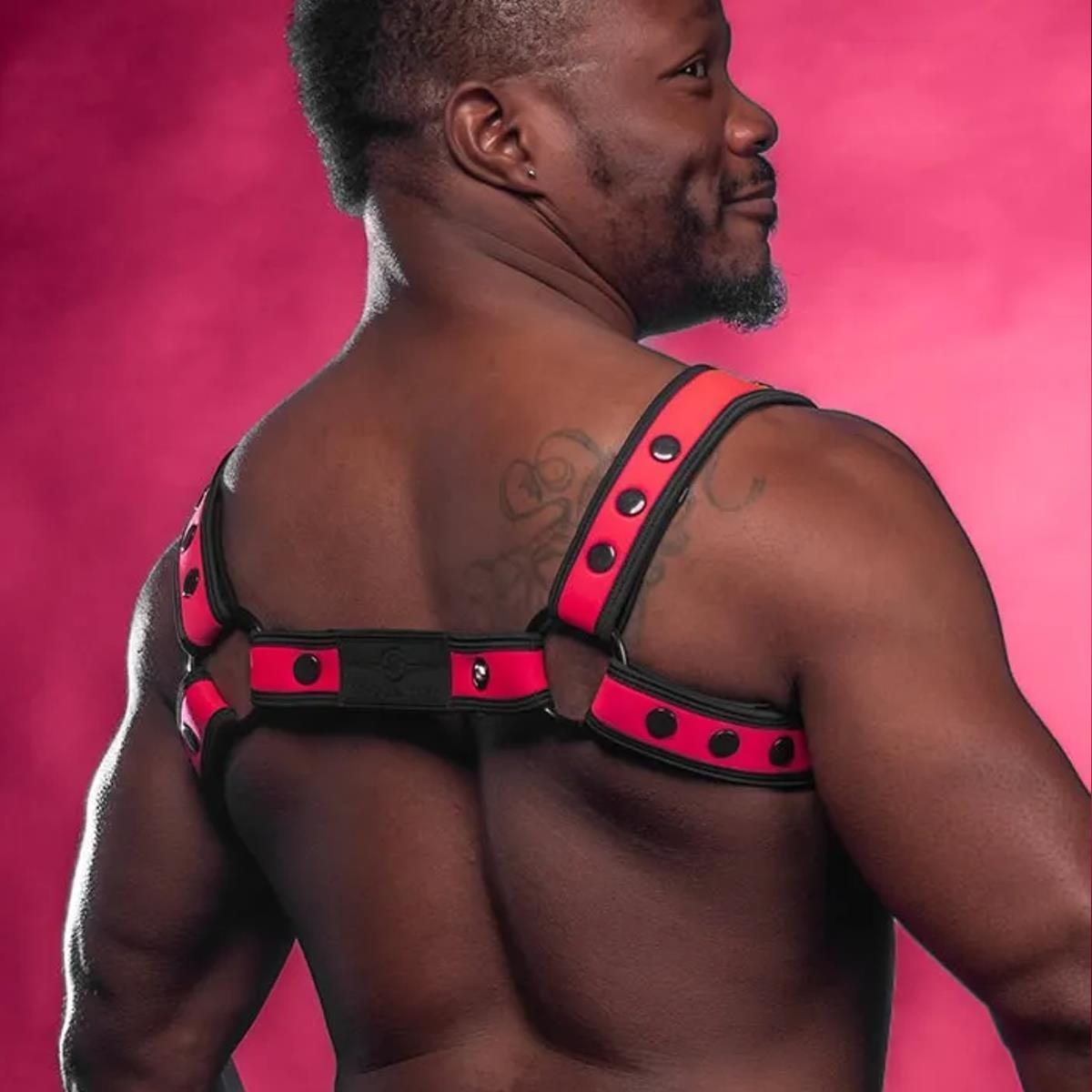 MR. S LEATHER - Neopren Harness I  Neo Bold Color Bulldog I pink-schwarz I