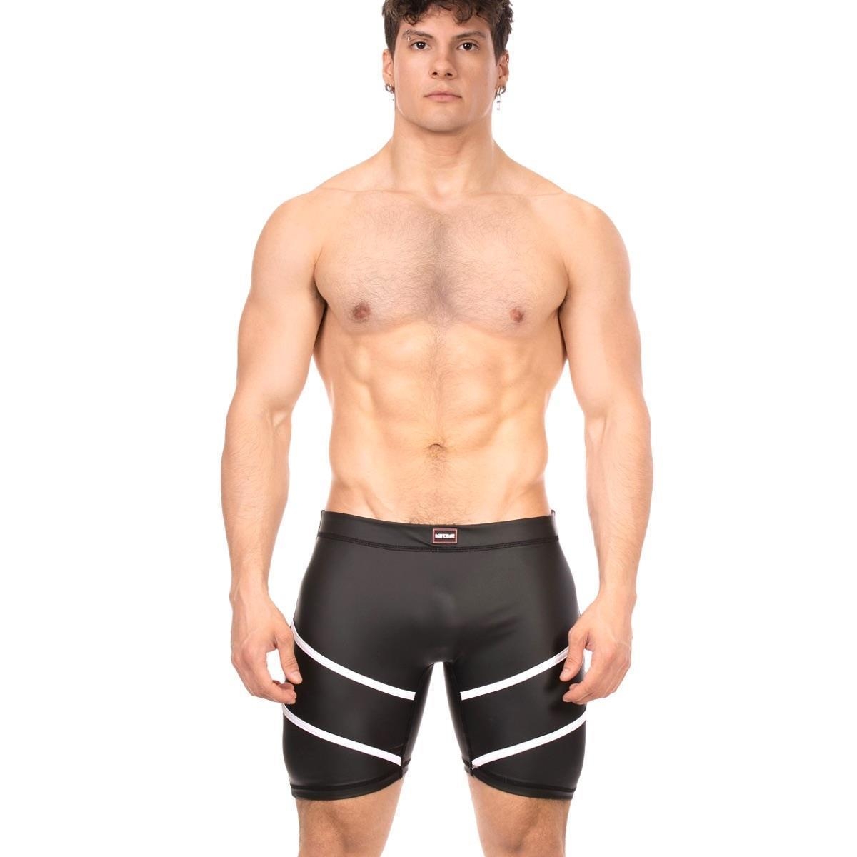 BARCODE BERLIN - Fetish Sport-Short I Biker Short Nuru I schwarz-weiß I