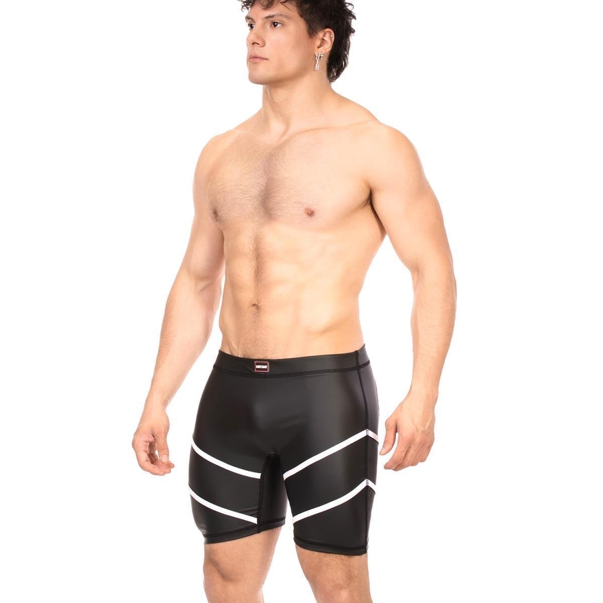 BARCODE BERLIN - Fetish Sport-Short I Biker Short Nuru I schwarz-weiß I