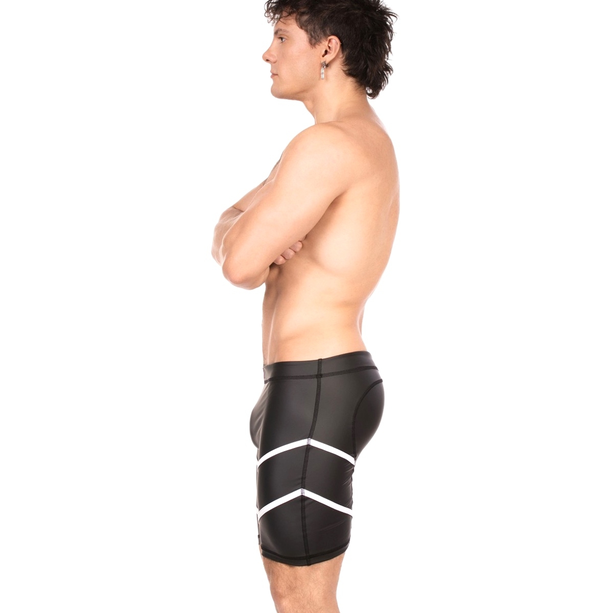 BARCODE BERLIN - Fetish Sport-Short I Biker Short Nuru I schwarz-weiß I