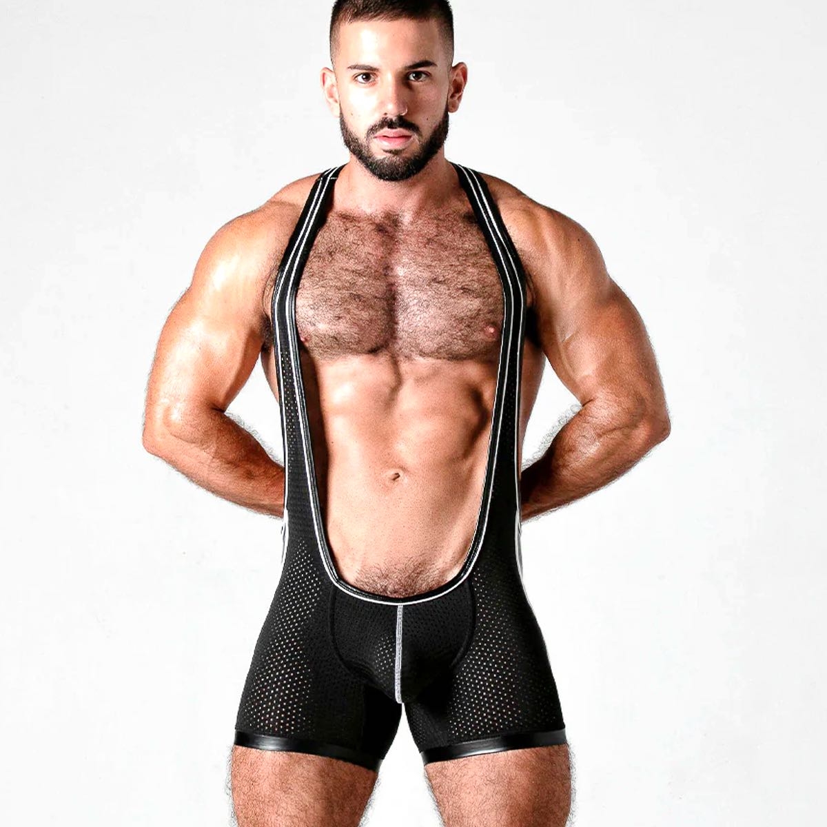 LOCKER GEAR - Wresling Singlet I LOOK AT IT I schwarz-weiß I