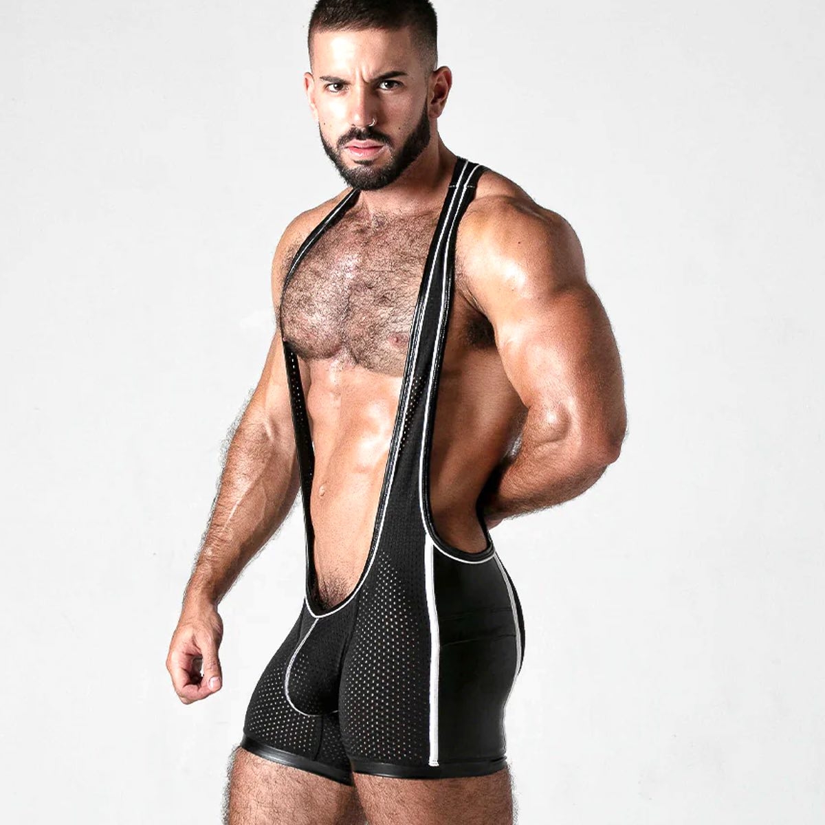 LOCKER GEAR - Wresling Singlet I LOOK AT IT I schwarz-weiß I