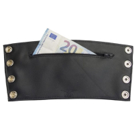 MISTER B - Lederarmband mit Geldbörse I 11-cm breit I schwarz
